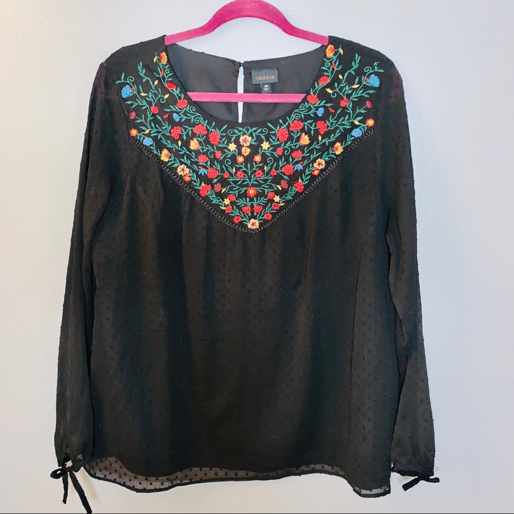 Torrid black top with embroidery